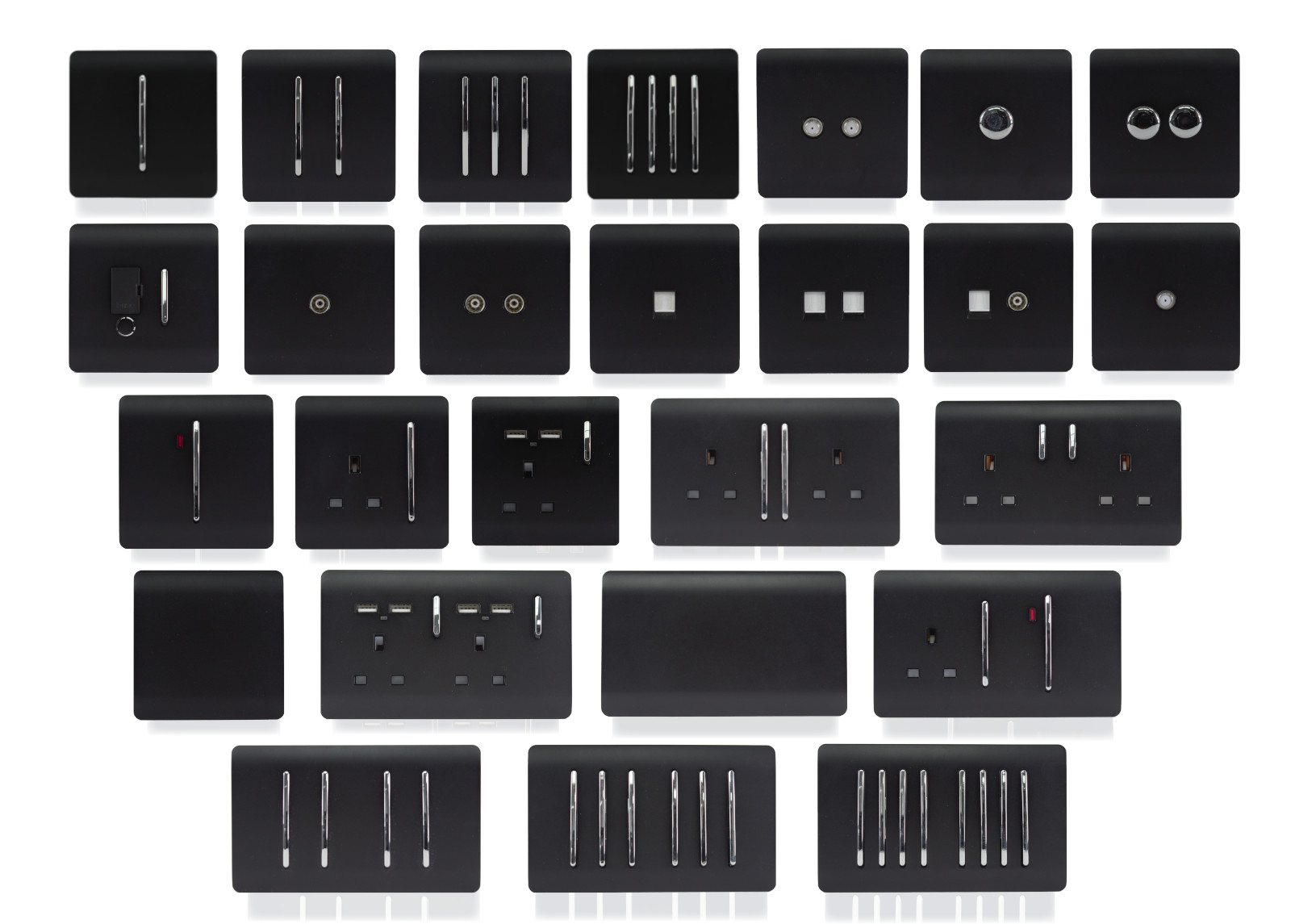 Matt Black Wiring Accessories Trendi Decorative Screwless